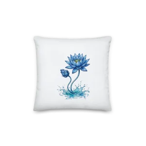Zen Blue Lotus Throw Pillow - Perfect Gift for Home & Meditation Spaces