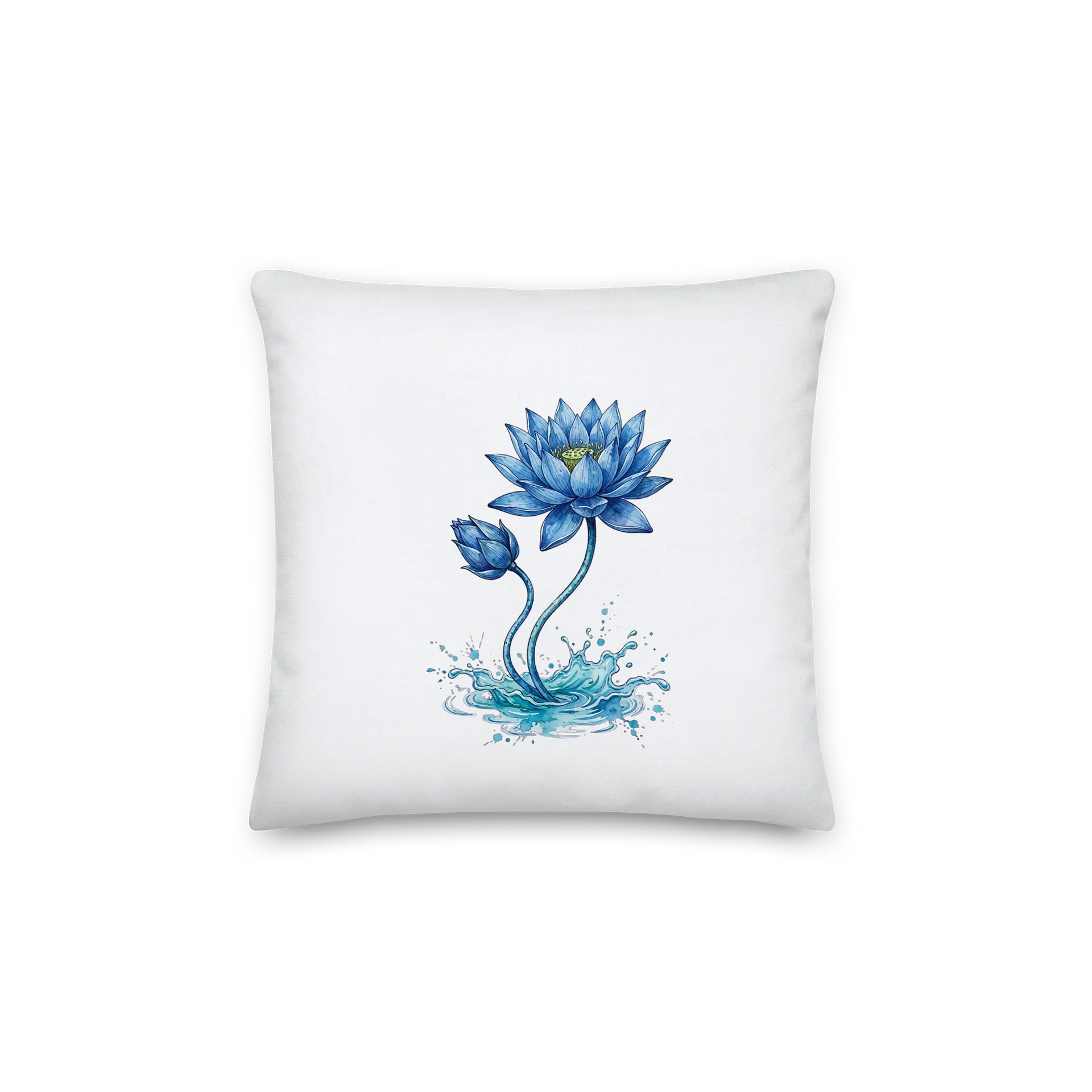 Zen Blue Lotus Throw Pillow - Perfect Gift for Home & Meditation Spaces